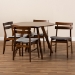 Baxton Studio Eiko Mid-Century Modern Transitional Light Grey Fabric Upholstered and Walnut Brown Finished Wood 5-Piece Dining Set - BSODelvin/Hexa-Smoke/Walnut-5PC Dining Set