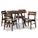 Baxton Studio Eiko Mid-Century Modern Transitional Light Grey Fabric Upholstered and Walnut Brown Finished Wood 5-Piece Dining Set - BSODelvin/Hexa-Smoke/Walnut-5PC Dining Set