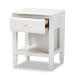 Baxton Studio Naomi Classic and Transitional White Finished Wood 1-Drawer Bedroom Nightstand - BSOMG0038-White-NS