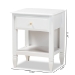 Baxton Studio Naomi Classic and Transitional White Finished Wood 1-Drawer Bedroom Nightstand - BSOMG0038-White-NS