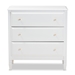 Baxton Studio Naomi Classic and Transitional White Finished Wood 3-Drawer Bedroom Chest - BSOMG0038-White-3DW-Chest