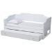Baxton Studio Alya Classic Traditional Farmhouse White Finished Wood Twin Size Daybed with Roll-Out Trundle Bed - BSOMG0016-1-White-Daybed with Trundle