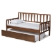 Baxton Studio Midori Modern and Contemporary Transitional Walnut Brown Finished Wood Twin Size Daybed with Roll-Out Trundle Bed - BSOMG0046-1-Walnut-Daybed with Trundle