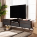 Baxton Studio Naoki Modern and Contemporary Two-Tone Grey and Walnut Finished Wood TV Stand with Drop-Down Compartments - BSOLV15TV15130-Columbia/Dark Grey-TV