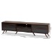 Baxton Studio Naoki Modern and Contemporary Two-Tone Grey and Walnut Finished Wood TV Stand with Drop-Down Compartments - BSOLV15TV15130-Columbia/Dark Grey-TV