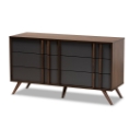 Baxton Studio Naoki Modern and Contemporary Two-Tone Grey and Walnut Finished Wood 6-Drawer Bedroom Dresser