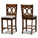 Baxton Studio Lenoir Modern and Contemporary Grey Fabric Upholstered Walnut Brown Finished Wood 2-Piece Counter Height Pub Chair Set