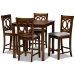 Baxton Studio Lenoir Modern and Contemporary Grey Fabric Upholstered Walnut Brown Finished 5-Piece Wood Pub Set