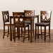 Baxton Studio Lenoir Modern and Contemporary Grey Fabric Upholstered Walnut Brown Finished 5-Piece Wood Pub Set - BSORH315P-Grey/Walnut-5PC Pub Set