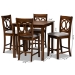 Baxton Studio Lenoir Modern and Contemporary Grey Fabric Upholstered Walnut Brown Finished 5-Piece Wood Pub Set - BSORH315P-Grey/Walnut-5PC Pub Set