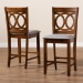 Baxton Studio Lenoir Modern and Contemporary Grey Fabric Upholstered Walnut Brown Finished Wood 2-Piece Counter Height Pub Chair Set - BSORH315P-Grey/Walnut-PC