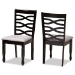 Baxton Studio Lanier Modern and Contemporary Grey Fabric Upholstered Espresso Brown Finished Wood 2-Piece Dining Chair Set