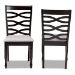 Baxton Studio Lanier Modern and Contemporary Grey Fabric Upholstered Espresso Brown Finished Wood 2-Piece Dining Chair Set - BSORH318C-Grey/Dark Brown-DC-2PK