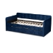 Baxton Studio Jona Modern and Contemporary Transitional Navy Blue Velvet Fabric Upholstered and Button Tufted Twin Size Daybed with Trundle - BSOCF9183-Navy Blue-Daybed-T/T