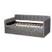 Baxton Studio Jona Modern and Contemporary Transitional Grey Velvet Fabric Upholstered and Button Tufted Twin Size Daybed with Trundle - BSOCF9183-Grey-Daybed-T/T
