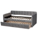 Baxton Studio Jona Modern and Contemporary Transitional Grey Velvet Fabric Upholstered and Button Tufted Twin Size Daybed with Trundle - BSOCF9183-Grey-Daybed-T/T