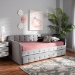 Baxton Studio Jona Modern and Contemporary Transitional Grey Velvet Fabric Upholstered and Button Tufted Twin Size Daybed with Trundle - BSOCF9183-Grey-Daybed-T/T
