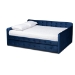Baxton Studio Jona Modern and Contemporary Transitional Navy Blue Velvet Fabric Upholstered and Button Tufted Queen Size Daybed with Trundle