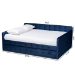 Baxton Studio Jona Modern and Contemporary Transitional Navy Blue Velvet Fabric Upholstered and Button Tufted Queen Size Daybed with Trundle - BSOCF9183-Navy Blue-Daybed-Q/T
