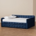 Baxton Studio Jona Modern and Contemporary Transitional Navy Blue Velvet Fabric Upholstered and Button Tufted Queen Size Daybed with Trundle - BSOCF9183-Navy Blue-Daybed-Q/T