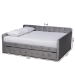 Baxton Studio Jona Modern and Contemporary Transitional Grey Velvet Fabric Upholstered and Button Tufted Queen Size Daybed with Trundle - BSOCF9183-Grey-Daybed-Q/T