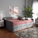Baxton Studio Jona Modern and Contemporary Transitional Grey Velvet Fabric Upholstered and Button Tufted Queen Size Daybed with Trundle - BSOCF9183-Grey-Daybed-Q/T