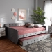 Baxton Studio Jona Modern and Contemporary Transitional Grey Velvet Fabric Upholstered and Button Tufted Queen Size Daybed with Trundle - BSOCF9183-Grey-Daybed-Q/T