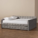 Baxton Studio Jona Modern and Contemporary Transitional Grey Velvet Fabric Upholstered and Button Tufted Queen Size Daybed with Trundle - BSOCF9183-Grey-Daybed-Q/T