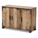 Baxton Studio Cyrille Modern and Contemporary Farmhouse Rustic Finished Wood 3-Door Shoe Cabinet