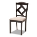 Baxton Studio Quinlan Modern and Contemporary Sand Fabric Upholstered and Dark Brown Finished Wood 5-Piece Dining Set - BSOQuinlan-Dark Brown/Sand-5PC Dining Set