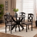 Baxton Studio Quinlan Modern and Contemporary Sand Fabric Upholstered and Dark Brown Finished Wood 5-Piece Dining Set - BSOQuinlan-Dark Brown/Sand-5PC Dining Set
