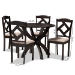 Baxton Studio Quinlan Modern and Contemporary Sand Fabric Upholstered and Dark Brown Finished Wood 5-Piece Dining Set - BSOQuinlan-Dark Brown/Sand-5PC Dining Set