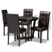 Baxton Studio Vida Modern and Contemporary Dark Brown Faux Leather Upholstered and Dark Brown Finished Wood 5-Piece Dining Set - BSOVida-Dark Brown-5PC Dining Set