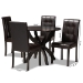 Baxton Studio Elira Modern and Contemporary Dark Brown Faux Leather Upholstered and Dark Brown Finished Wood 5-Piece Dining Set - BSOElira-Dark Brown-5PC Dining Set