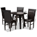Baxton Studio Miya Modern and Contemporary Dark Brown Faux Leather Upholstered and Dark Brown Finished Wood 5-Piece Dining Set - BSOMiya-Dark Brown-5PC Dining Set