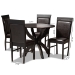 Baxton Studio Ancel Modern and Contemporary Dark Brown Faux Leather Upholstered and Dark Brown Finished Wood 5-Piece Dining Set - BSOAncel-Dark Brown-5PC Dining Set