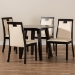 Baxton Studio Ryan Modern and Contemporary Beige Faux Leather Upholstered and Dark Brown Finished Wood 5-Piece Dining Set - BSORyan-Dark Brown/Beige-5PC Dining Set