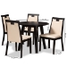 Baxton Studio Ryan Modern and Contemporary Beige Faux Leather Upholstered and Dark Brown Finished Wood 5-Piece Dining Set - BSORyan-Dark Brown/Beige-5PC Dining Set