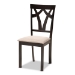Baxton Studio Reagan Modern and Contemporary Sand Fabric Upholstered and Dark Brown Finished Wood 5-Piece Dining Set - BSOReagan-Dark Brown/Sand-5PC Dining Set