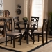 Baxton Studio Reagan Modern and Contemporary Sand Fabric Upholstered and Dark Brown Finished Wood 5-Piece Dining Set - BSOReagan-Dark Brown/Sand-5PC Dining Set