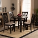 Baxton Studio Maisie Modern and Contemporary Sand Fabric Upholstered and Dark Brown Finished Wood 5-Piece Dining Set - BSOMaisie-Sand/Dark Brown-5PC Dining Set
