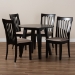 Baxton Studio Maisie Modern and Contemporary Sand Fabric Upholstered and Dark Brown Finished Wood 5-Piece Dining Set - BSOMaisie-Sand/Dark Brown-5PC Dining Set