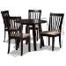 Baxton Studio Maisie Modern and Contemporary Sand Fabric Upholstered and Dark Brown Finished Wood 5-Piece Dining Set - BSOMaisie-Sand/Dark Brown-5PC Dining Set