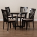 Baxton Studio Nellie Modern and Contemporary Sand Fabric Upholstered and Dark Brown Finished Wood 5-Piece Dining Set - BSONellie-Sand/Dark Brown-5PC Dining Set