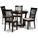 Baxton Studio Nellie Modern and Contemporary Sand Fabric Upholstered and Dark Brown Finished Wood 5-Piece Dining Set - BSONellie-Sand/Dark Brown-5PC Dining Set