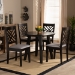 Baxton Studio Lilly Modern and Contemporary Grey Fabric Upholstered and Dark Brown Finished Wood 5-Piece Dining Set - BSOLilly-Grey/Dark Brown-5PC Dining Set