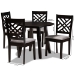 Baxton Studio Lilly Modern and Contemporary Grey Fabric Upholstered and Dark Brown Finished Wood 5-Piece Dining Set - BSOLilly-Grey/Dark Brown-5PC Dining Set