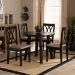 Baxton Studio Millie Modern and Contemporary Sand Fabric Upholstered and Dark Brown Finished Wood 5-Piece Dining Set - BSOMillie-Sand/Dark Brown-5PC Dining Set