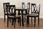 Baxton Studio Millie Modern and Contemporary Sand Fabric Upholstered and Dark Brown Finished Wood 5-Piece Dining Set - BSOMillie-Sand/Dark Brown-5PC Dining Set