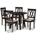 Baxton Studio Millie Modern and Contemporary Sand Fabric Upholstered and Dark Brown Finished Wood 5-Piece Dining Set - BSOMillie-Sand/Dark Brown-5PC Dining Set